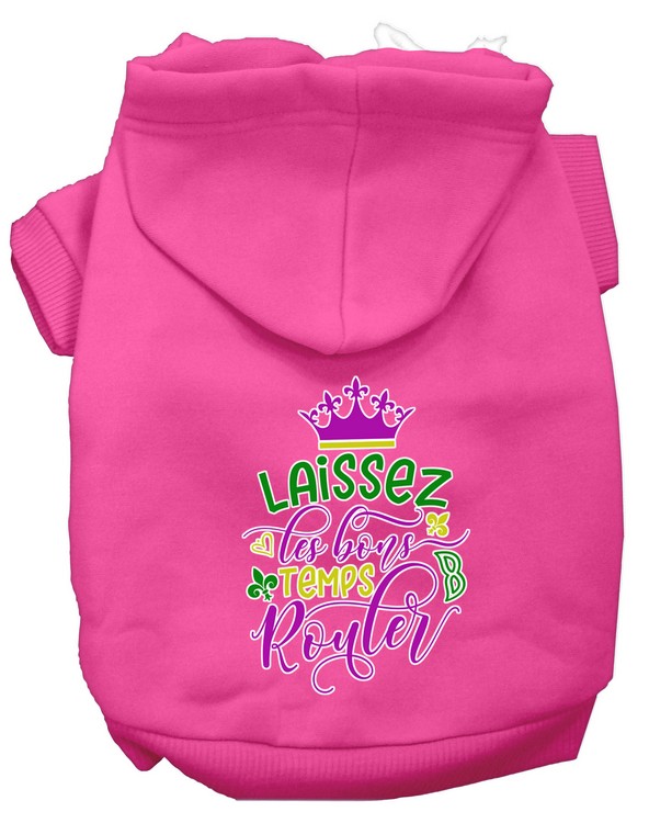 Laissez Les Bons Temps Rouler Screen Print Mardi Gras Dog Hoodie Bright Pink XS